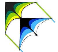 Mint's Colorful Life Paquete de 2 cometas Delta para niños y adultos, extremadamente fácil de volar, la mejor cometa para principiantes (verde y azul)