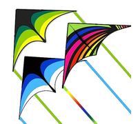 Mint's Colorful Life Paquete de 3 cometas Delta para niños y adultos, extremadamente fácil de volar, la mejor cometa para principiantes (verde, arcoíris y azul)