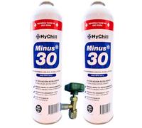 Minus 30 Refrigerante Técnico 995ml 425gr | Gas Ecológico para Aire Acondicionado y Frío Automoción | Alta Eficiencia Uso Profesional (2 ENVASES + LLAVE)