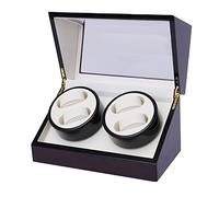 MINUS ONE Caja giratoria para relojes automáticos, caja de reloj para relojes, lujosa, con tapa de cristal, funciona con pilas o fuente de alimentación con forro de terciopelo suave, marrón