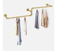 MINUS ONE Perchero industrial de 180 cm de largo, montaje en pared, tubo industrial de pared, color dorado