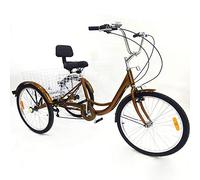 Minus One Triciclo Adulto Adulto Triciclo Bicicleta con 3 Ruedas Senior Bicicleta de Carga 24" 6 velocidades (Dorado sin luz)