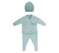 MINUTUS Conjunto Bebé Aire con Gorro, Primera Puesta, Ropa Recién Nacido, Jersey y Polaina 100% Algodón, 3 Piezas (Mint, 1-3 meses (56 a 62cm))