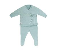 MINUTUS Conjunto Bebé Aire, Primera Puesta, Ropa Recién Nacido, Jersey y Polaina 100% Algodón, 2 Piezas (Mint, 0-1 mes (50 a 56 cm))