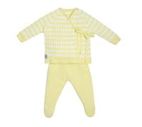 MINUTUS Conjunto Bebé Hugo, Primera Puesta, Ropa Recién Nacido, Jersey y Polaina 100% Algodón, 2 Piezas (Amarillo, 1-3 Meses)