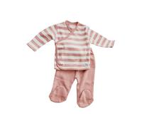 MINUTUS Conjunto Bebé Rayas Jersey y Polaina, Primera Puesta, Ropa Recién Nacido, 100% Algodón, 2 Piezas (Rosa Empolvado, 1-3 meses (56 a 62cm))