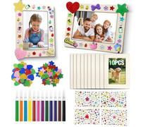 MinXin 10 Piezas Marcos de Foto de Madera Naturales para Manualidades,14x19 cm Marcos de Fotos Infantiles, Natural DIY Marco Fotos,Viene con 4 pegatinas de strass de diferentes formas