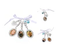 MINXLTD Abalorio Personalizado For Foto De Ramo De Boda, Colgante Recuerdo Conmemorativo Personalizado Con Perla Y Lazo, Colgante Ángel Azul Ovalado Encaje Siempre Estás En Mi Corazón