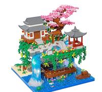 Minxtech Peach Blossom Pool Klemmbausteine - Bloques de construcción de estanque con diseño de flores de melocotón, 3320 piezas, modelo de casa, juguete de arquitectura modular no compatible con las