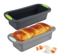 Minxulan 2 Piezas Molde Silicona Horno, 28x12x6 cm Moldes de Silicona para Hornear Pan, Sin BPA, Fácil de Limpiar, Molde Bizcocho Rectangular Antiadherente para Pasteles, Pan, Tostadas y Bollería