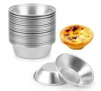 Minxulan 25 Piezas Pastel de Nata Latas, Reutilizable Molde para Tartas de Huevo Molde de Aluminio para Tartas con Recubrimiento Antiadherente para Elaboración de Pastel de Nata, Pasteles, Pastelería