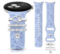 Minyee Correas grabadas florales compatibles con Google Pixel Watch 3 de 41 mm/2/1 para mujer, bonitas correas deportivas de silicona suave con lazo decorativo para Pixel Watch 2 (con correa
