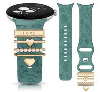 Minyee Correas grabadas florales compatibles con Google Pixel Watch 3 de 41 mm/2/1 para mujer, bonitas correas deportivas de silicona suave con lazo decorativo para Pixel Watch 2 (con correa