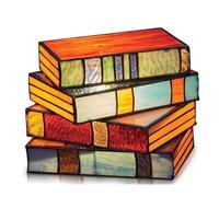 MINZA Lámpara de libros apilados de vitral, lámparas de escritorio simples para mesita de noche, lámpara de mesita de noche estilo Tiffany, decoración estética para el hogar, sala de estar, dormitorio