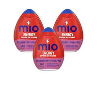 MiO Energy - Potenciador de sabor líquido con cafeína y vitaminas B, paquete de 3 (fresa y piña aplastada)