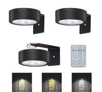 MIOBLUE Paquete de 3 luces para fotos que funcionan con pilas, luz magnética inalámbrica con control remoto, temporizador regulable para marcos de arte, obras de arte y decoración de pared