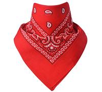 Miobo Bandana para la cabeza y pañuelo - Accesorio versátil - 100% algodón 55 x 55 cm, Paisley Red, 55x55cm