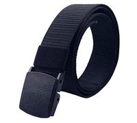 Miobo Cinturón unisex de nailon para hombre y mujer, ajustable sin niveles, hebilla de plástico, azul oscuro, W4/L130