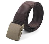 Miobo Cinturón unisex de nailon para hombre y mujer, ajustable sin niveles, hebilla de plástico, marrón, W4/L130