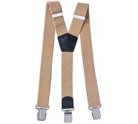 MIOBO Tirantes para hombre anchos. extra fuertes, 4 cm, con tres o cuatro clips, en forma de X o de Y, largos, para hombre y mujer, para pantalones, muchos colores Y camel Talla única