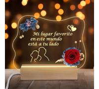Miofula Regalos Originales para Mujer, Rosa Eterna Regalo Aniversario Pareja Cumpleaños, Luz Nocturna Acrílica Grabada Regalo San Valentin Novia Novio, Regalo San Valentin Mujer Hombre, Regalos Bodas