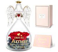 Miofula Regalos Originales para Mujer, Rosa Real Preservada Ángel Regalo Aniversario Pareja, Rosa Eterna Regalos San Valentin para Novia, San Valentin Regalo para Mujer, Regalo Mujer Cumpleaños, Bodas