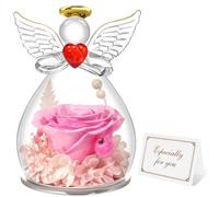 Miofula Rosa Eterna Ángel Figura Regalos Mujer,Rosa Preservada Regalos Originales para Mujer,Flores Preservadas Regalo Madre Mama Abuela Cumpleaños,Flor Eterna Regalo San Valentin Navidad Aniversario