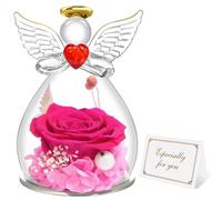 Miofula Rosa Eterna Ángel Figura Regalos Mujer,Rosa Preservada Regalos Originales para Mujer,Flores Preservadas Regalo Madre Mama Abuela Cumpleaños,Flor Eterna Regalo San Valentin Navidad Aniversario