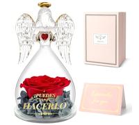 Miofula Rosa Eterna Ángel Regalo para Mujer - Inspirador Detalle para Amiga, Madre, Abuela, Hermanas - Flores Eternas con Figura de Ángel para Cumpleaños, Navidad, Aniversario