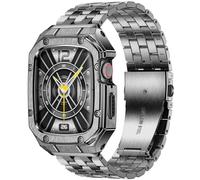 MioHHR Caja de reloj de acero inoxidable con correas compatible con Apple Watch Band de 42 mm, cubierta de metal con correas iWatch para Apple Watch Series 10 de 42 mm, gris