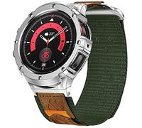 MioHHR Carcasa de metal con correas compatible con Samsung Galaxy Watch 6 de 1.732 pulgadas 2023/Watch 5 de 1.732 pulgadas 2022/Watch 4 de 1.732 pulgadas 2021, correas de nailon trenzado y cubierta de