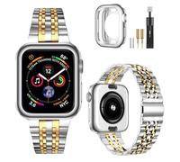 MioHHR Correa compatible con Apple Watch de 49 mm, correa de metal de acero inoxidable sólido para iWatch Ultra 2 1, hombres y mujeres (plata/dorado)