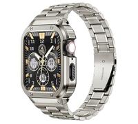 MioHHR Correa de reloj de acero inoxidable con funda compatible con correas de Apple Watch de 38/40/41 mm, correa resistente con cubierta protectora de metal para iWatch Series 9/8/7/6/5/4/SE/3/2/1