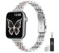 MioHHR Correa delgada de metal compatible con Apple Watch Band de 49 mm, 46 mm, 45 mm, 44 mm, 42 mm (Series 3/2/1), correa de acero inoxidable elegante para mujer, correas iWatch Series 10, 9, 8, 7, 6