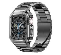 MioHHR Correa y funda de acero inoxidable compatible con Apple Watch Band de 1.732 pulgadas, 1.654 pulgadas, cubierta protectora de metal para iWatch Series SE/6/5/4/3/2/1, gris espacial