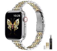 MioHHR Correas Delgada de Metal Compatible con Correa Apple Watch 40mm 38mm 41mm 42mm (Series 10/11), Correa de Repuesto de Acero Inoxidable Para Mujer Para iWatch Series 9 8 7 6 5 4 3 2 1 SE