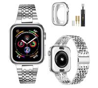 MioHHR - Pulsera compatible con Apple Watch 38 mm, 40 mm, 41 mm, 42 mm, 45 mm, 46 mm, 49 mm, correa de acero inoxidable con funda protectora TPU para Apple Watch Serie 11/10/9/8/7/6/5/4/3/2/1/SE/Ultra