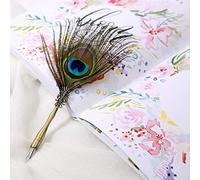 Miokycl Juego de pluma de pluma de pavo real para caligrafía, caja de regalo con 5 puntas