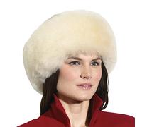 Miolasay Gorro cálido de piel sintética para mujer, diseño ruso, redondo, grueso, para invierno, otoño, esquí, calentador de orejas, beige, Talla única