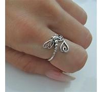 MIONGKI Anillo de nicho Vintage de Plata con diseño de libélula y Apertura para Mujer, Accesorio de joyería Personalizado para Fiestas y festividades.