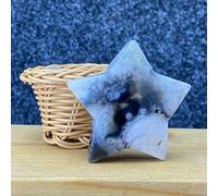 MIONGKI New Home Gifts Cherry Blossom Agate Hand-Carved Star Healing Aura DIY Crystal Star Home Decoration Ornaments 1PC