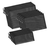 mioosho Paquete de 15 bolsas de malla de nailon con cremallera para cosméticos, organizadores de maquillaje portátiles para viajes y uso diario, color negro, como lo muestra la imagen,