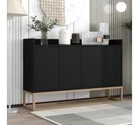 MIOOSUT Mueble de Almacenamiento para Cocina, Mueble de Almacenamiento para Oficina, Armario de Cocina, con 4 Puertas y estantes ajustables, para Comedor, Salón, Entrada y Pasillo (Negro, 120 * 30