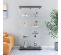MIOOSUT vitrina de cristal, 4 estantes, 80 x 36 x 164 cm, armario de almacenamiento de cristal sobre pie, doble puerta, vitrina para colección, dormitorio, salón y comedor (negro, 2 puertas, 4