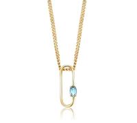 MIORE 18KT Chapado en Oro Amarillo Collar de Mujer, Cadena con Colgante Ovalado en Plata Hipoalergénica 925 y Topacio Azul Natural. Cadena Cm 45.