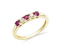 MIORE alianza con diamantes y rubíes engastada con 0,13 quilates de diamantes naturales y 0,27 quilates de rubíes rojos naturales en oro amarillo 9 quilates 375