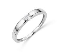 MIORE Anillo de Compromiso de Diamantes para Mujer en Oro Blanco Macizo 375 9K, con Diamante Solitario 0,10ct, Alianza de Boda Entregada Joyas con Joyero
