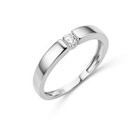 MIORE Anillo de Compromiso de Diamantes para Mujer en Oro Blanco Macizo 375 9K, con Diamante Solitario 0,15ct, Alianza de Boda Entregada Joyas con Joyero