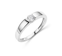 MIORE Anillo de Compromiso de Diamantes para Mujer en Oro Blanco Macizo 375 9K, con Diamante Solitario 0,25ct, Alianza de Boda Entregada Joyas con Joyero