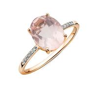 Miore Anillo de compromiso para mujer de oro 375 de 9 quilates, oro rosa con cristal rosa de 2,52 quilates y diamantes brillantes con caja de regalo, 48, Dorado, Cuarzo rosa; Diamantes